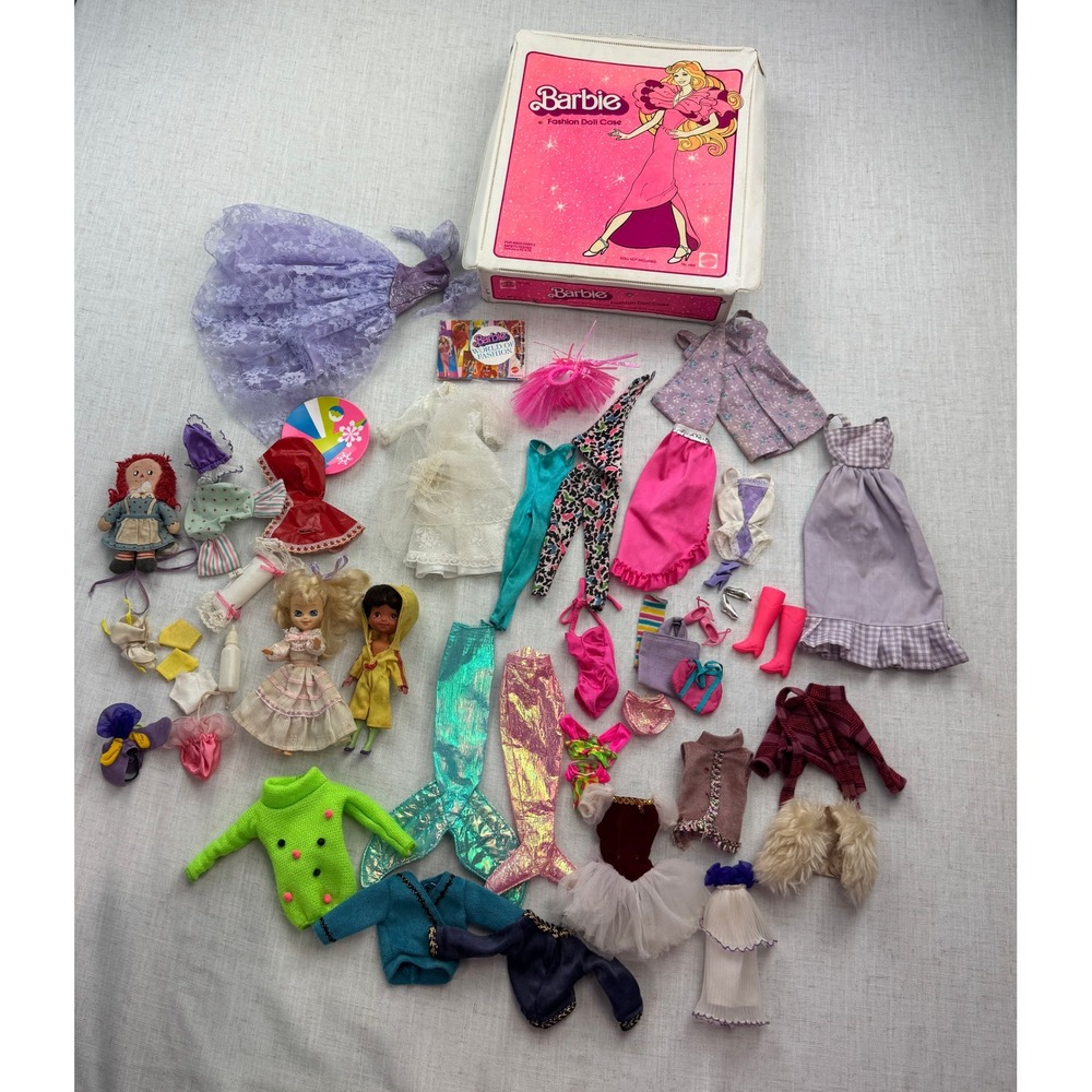 VTG Mattel Barbie Doll Lot 59pc 1970s Case Clothes Mermaid Retro Aesthetic